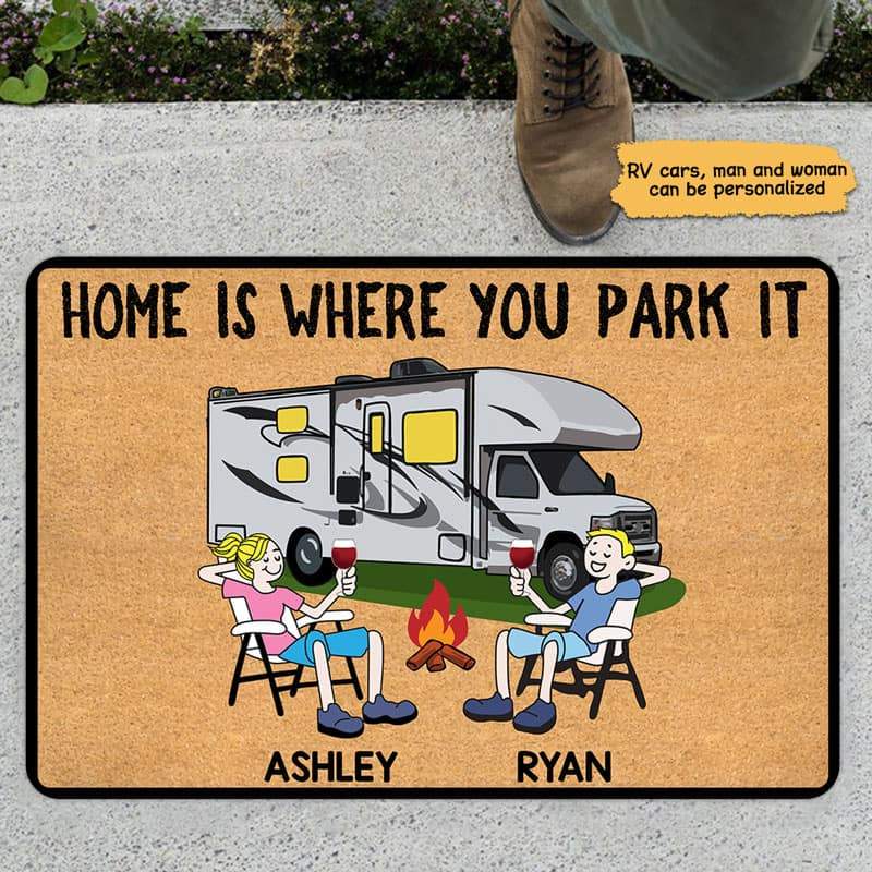 Home Is Where You Park It Camping Personalized Doormat