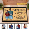 Home Sweet Home Couple Back View Housewarming Gift Personalized Doormat