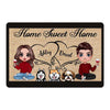 Home Sweet Home Doll Couple Sitting & Dogs Personalized Doormat