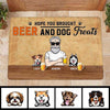 Hope You Brought Beer & Dog Treat Old Man Personalized Doormat