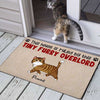 House Ruled By Tiny Overlord Walking Fluffy Cat Personalized Doormat