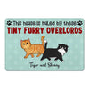 House Ruled By Tiny Overlord Walking Fluffy Cat Personalized Doormat