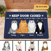 Keep Door Closed Fluffy Cat Sitting Personalized Doormat