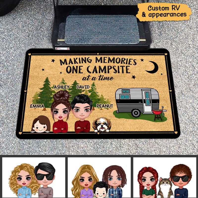 Making Memories Camping Family Dog Cat Personalized Doormat