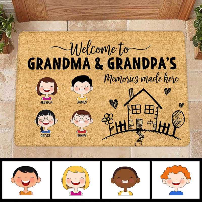 Memories Made Here Grandpa Grandma House Personalized Doormat