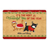 Most Wonderful Time Walking Cat Christmas Personalized Doormat