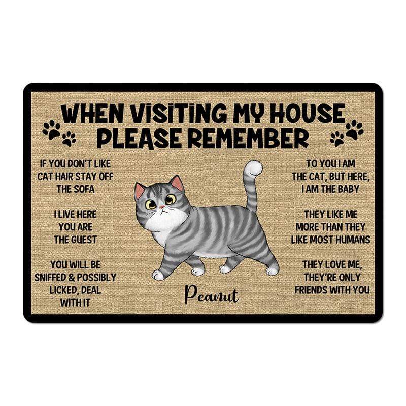 Please Remember When Visiting Cats House Personalized Doormat