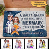 Salty Sailor & Beautiful Mermaid Live Here Doll Personalized Doormat