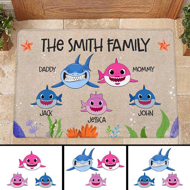Shark Family Personalized Doormat