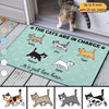 The Cat In Charge Walking Cat Personalized Doormat