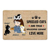 The Cats And Household Servant Live Here Personalized Doormat