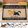 The Humans Live Here With Cats Personalized Doormat