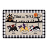 Trick Or Treat Halloween Buffalo Plaid Walking Cats Personalized Doormat