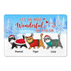 Walking Fluffy Cats Winter Christmas Personalized Doormat