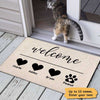 Welcome Heart Paw Simple Personalized Doormat