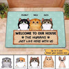 Welcome Home Fluffy Cat Personalized Doormat