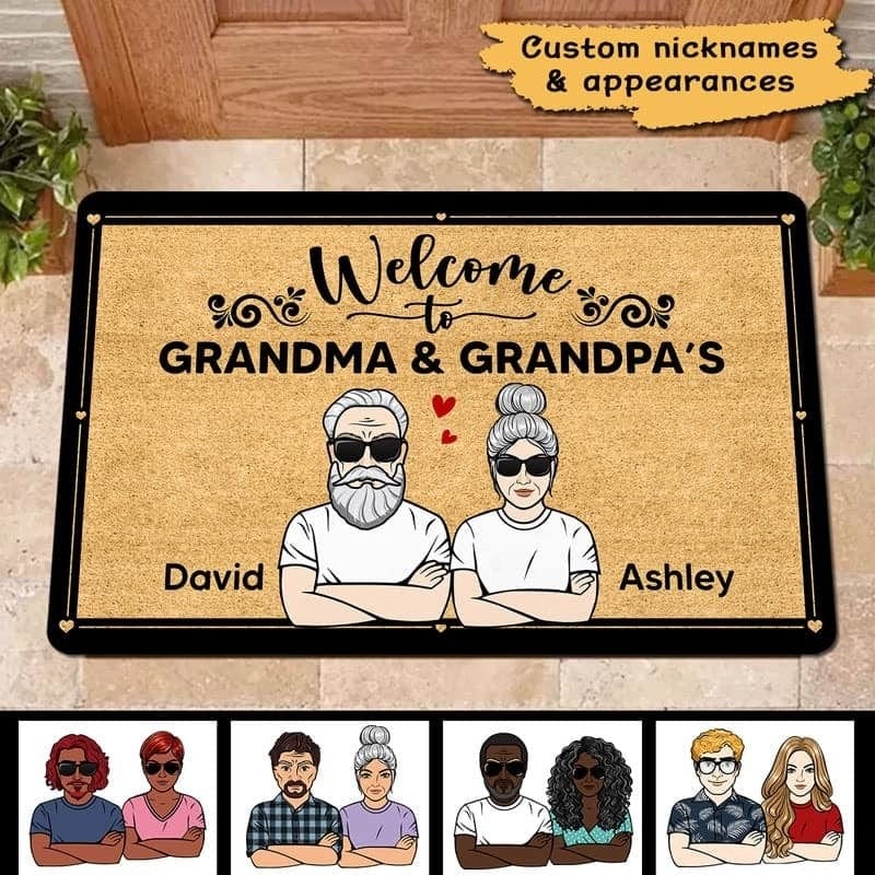 Grandparents Welcome Door Mat, Personalized Doormat