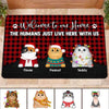 Welcome To Our Home Checkered Pattern Cats Personalized Doormat