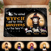 Wicked Witch & Little Monster Cat Chibi Personalized Doormat