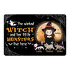 Wicked Witch & Little Monster Cat Chibi Personalized Doormat