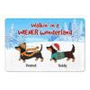 Wiener Wonderland Christmas Dachshund Dog Personalized Doormat