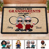 World Best Grandparents Grandpa Grandma Doll Couple Sitting Personalized Doormat