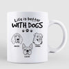 Life Is Better With Dog Head Outline Gift For Dog Lovers Personalized Mug