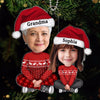 Cute Grandma Granddaughter Grandson Crossed Leg Custom Face Photo Personalized Acrylic Ornament