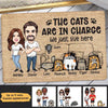 The Cats Are In Charge Caricature Couple Personalized Doormat