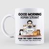 Man And Cats Good Morning Happy Father‘s Day Human Servant Gift For Cat Dad Personalized Mug