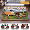 Camping Couple Back View Retro Personalized Doormat