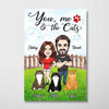 You Me And Cats Caricature Couple Personalized Poster