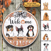 Welcome Fall Season Cute Dogs Personalized Door Hanger Sign