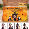 Halloween Doll Wicked Witch And Little Monsters Cats Live Here Personalized Doormat