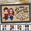 Couple Sitting Hearts Personalized Doormat