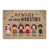 Beware Of Little Monsters Doll Kids Halloween Personalized Doormat