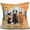 Fall Season Sitting Dogs Back View Personalized Pillow (Insert Included)