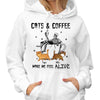 Halloween Coffee & Cats Make Me Feel Alive Skeleton Personalized Shirt