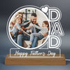 Dad We Love You Happy Father‘s Day Photo Personalized Custom Shape Acrylic Plaque With Warm LED Night Light