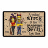 Wicked Witch Handsome Devil Yellow Couple Halloween Personalized Doormat