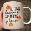 Fall Season Autumn Leaves Pumpkins Please Mug