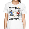 Sketch Beach Landscape Husband & Wife Drinking Buddies For Life Personalized Shirt