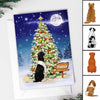 Sitting Dogs Christmas Tree At Night Personalized Postcard