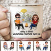 Couple Adventuring Together Sketch Mountain Camping Personalized Campfire Mug