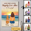 Woman And Dog Sitting On The Beach Personalized Vertical Poster