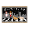 Walking Couple Dog Lovers Personalized Doormat