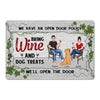 Open Door Policy Dog And Wine Couple Personalized Doormat