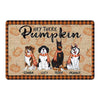 Hey There Pumpkin Fall Season Cute Sitting Dog Personalized Doormat