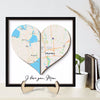 Long Distance Map Heart Gift For Mom Couple Family Personalized 2-Layer Wooden Plaque