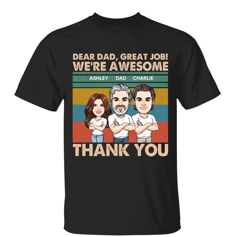 Discover Dear Dad We‘re Awesome Cartoon Caricature Retro Personalized Shirt